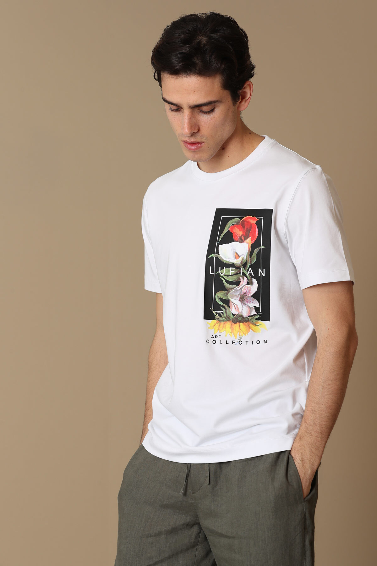 Arkad Modern Grafik T- Shirt Beyaz
