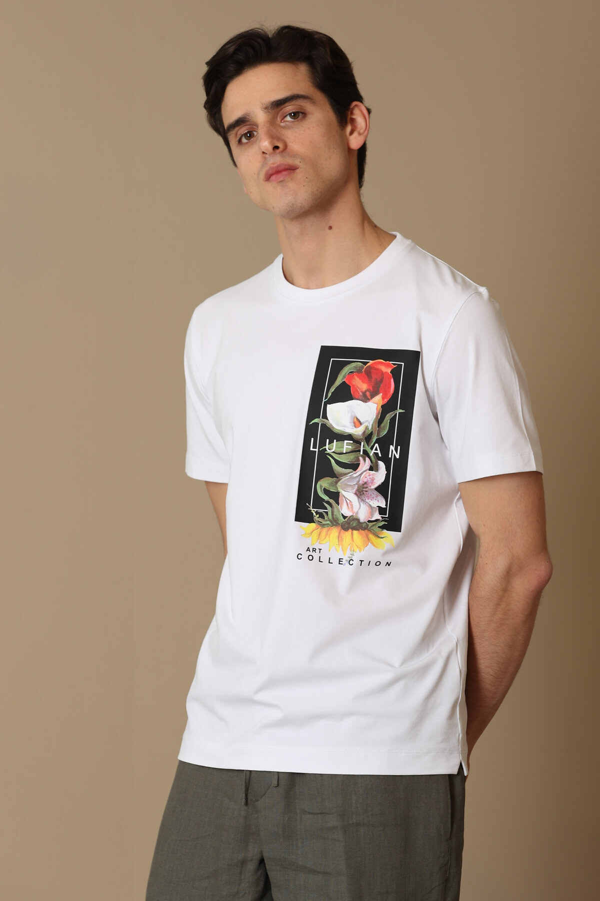 Arkad Modern Grafik T- Shirt Beyaz