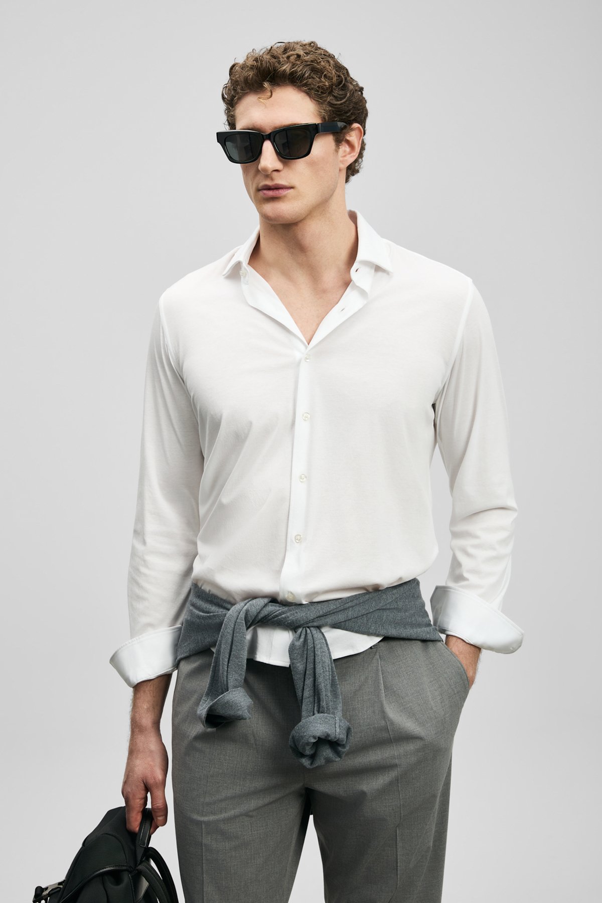 Men Basic Shirt Regular Fıt Whıte - LUFIAN
