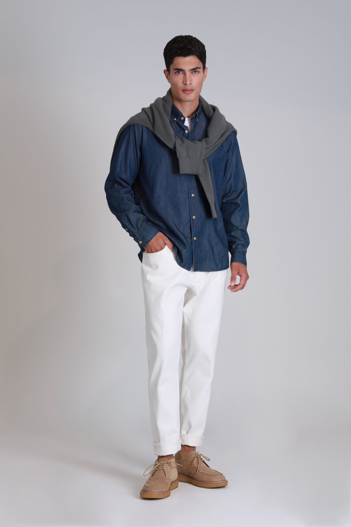 Armir Erkek Basic Gömlek Slim Fit Koyu Mavi - Lufian (1)