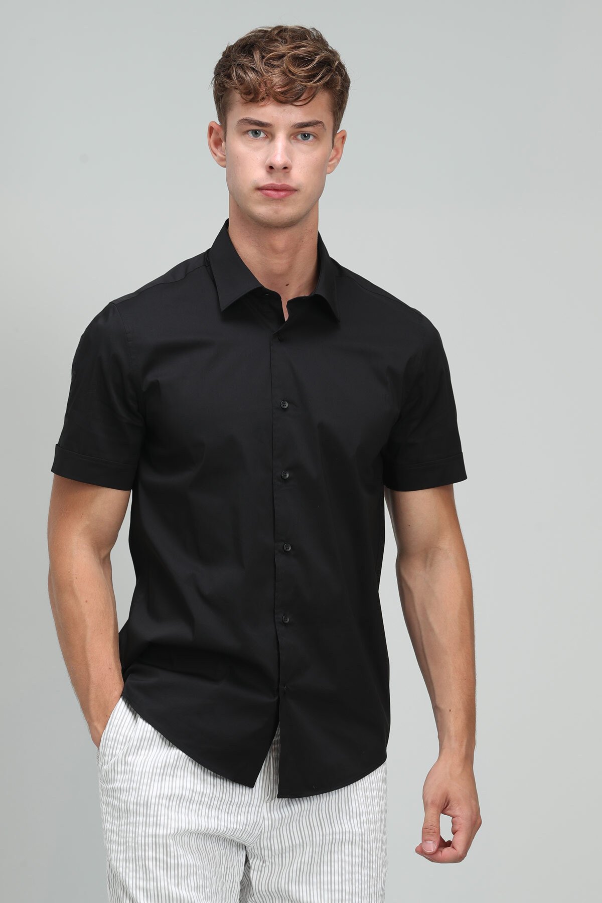 Arus Erkek Smart Gömlek Slim Fit Siyah - Lufian