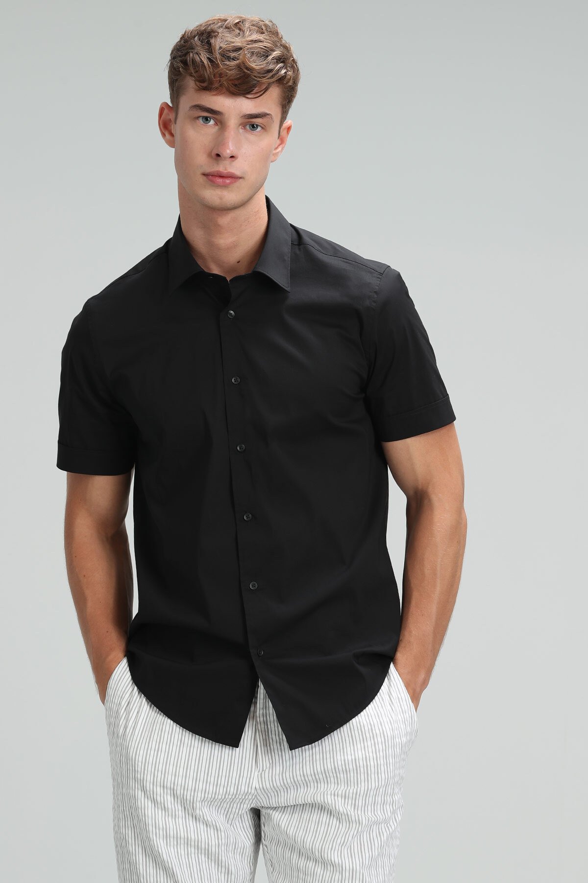 Arus Erkek Smart Gömlek Slim Fit Siyah - Lufian (1)