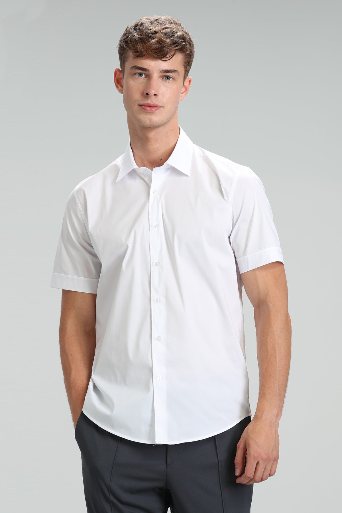Arus Mens Smart Shirt Slım Fıt Whıte - Lufian