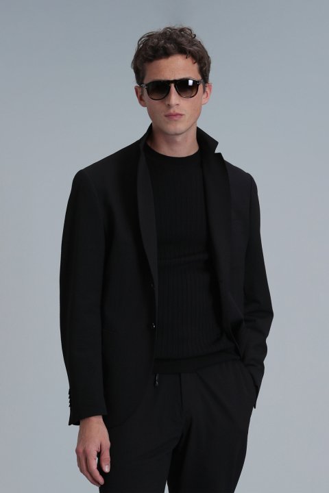 Asel Spor Erkek Blazer Ceket Slim Fit Siyah - Lufian