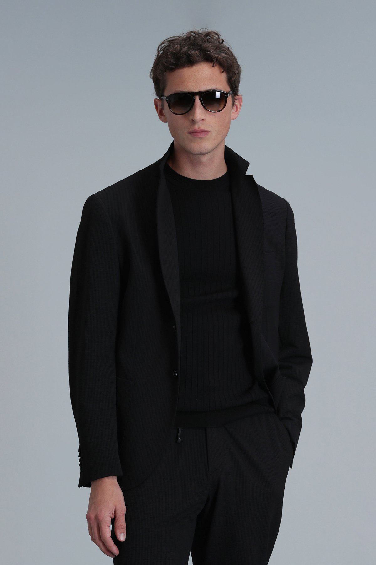 Asel Spor Erkek Blazer Ceket Slim Fit Siyah - Lufian