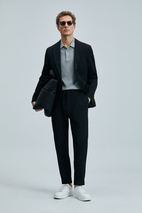 Asel Spor Erkek Blazer Ceket Slim Fit Siyah - Lufian
