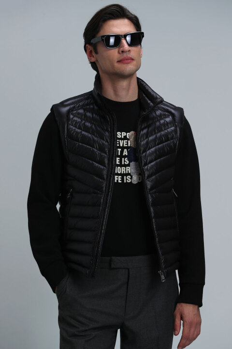 Axel Kaz Tüyü Erkek Yelek Siyah - Lufian