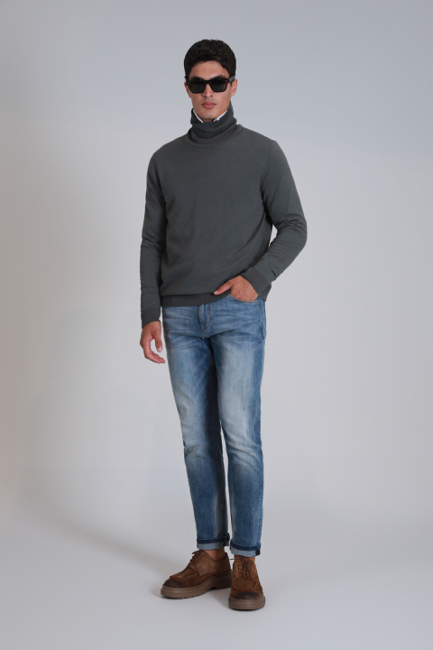 Axel Smart Jean Erkek Pantolon Slim Fit Mavi - Lufian