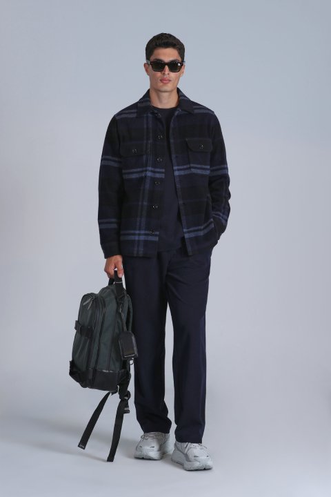 Barder Men's Basic Shirt Slim Fit Navy Blue - Lufian