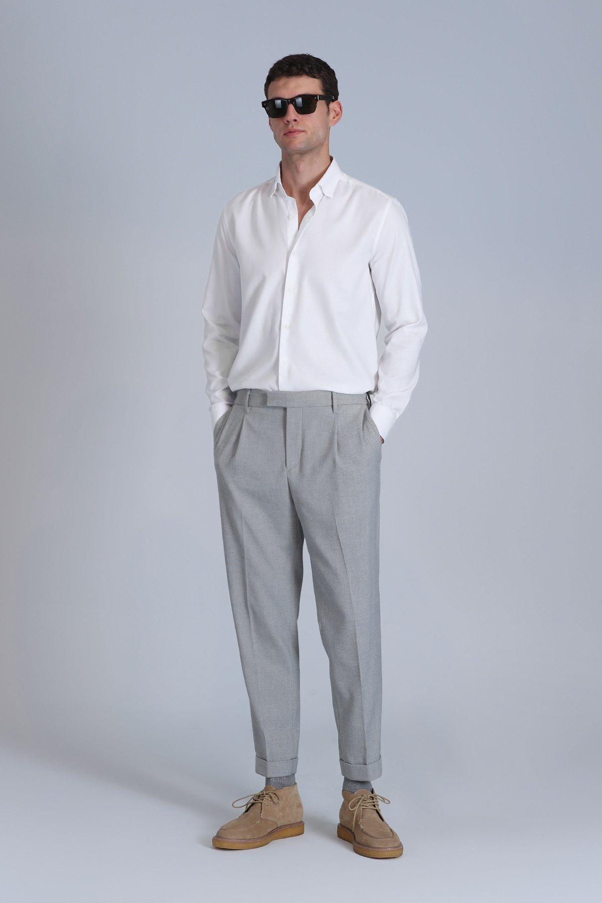 Barka Erkek Basic Gömlek Slim Fit Beyaz - Lufian (1)