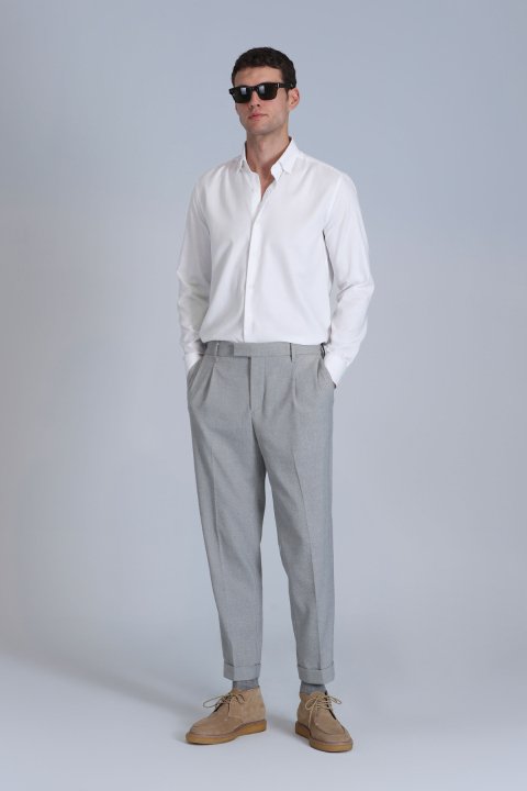 Barka Erkek Basic Gömlek Slim Fit Beyaz - Lufian (1)