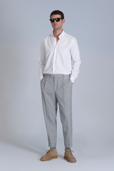 Barka Erkek Basic Gömlek Slim Fit Beyaz - Lufian (1)