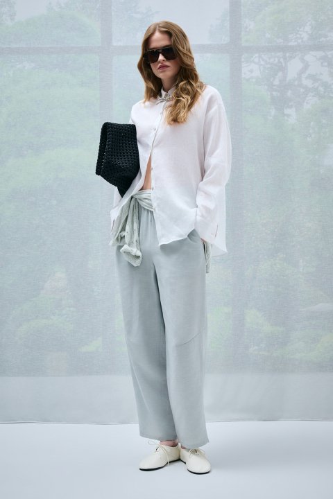 Barrı Kadın Keten Gömlek Beyaz - Lufian (1)