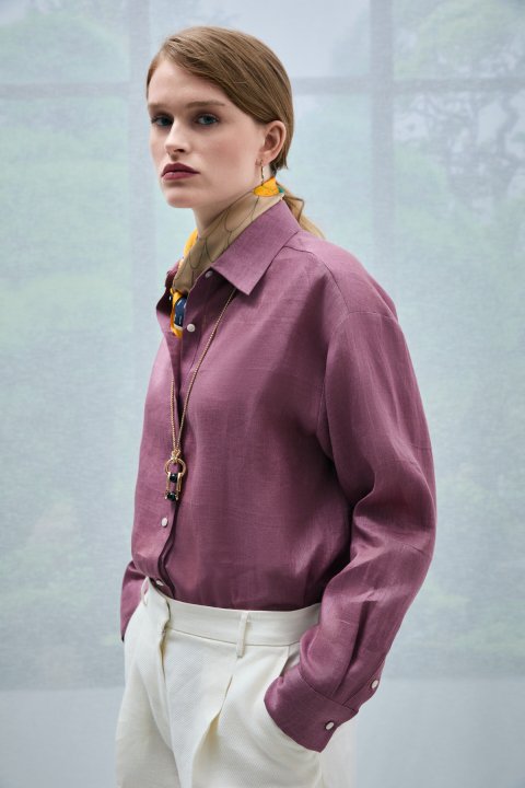 Barrı Kadın Keten Gömlek Gül Kurusu - Lufian