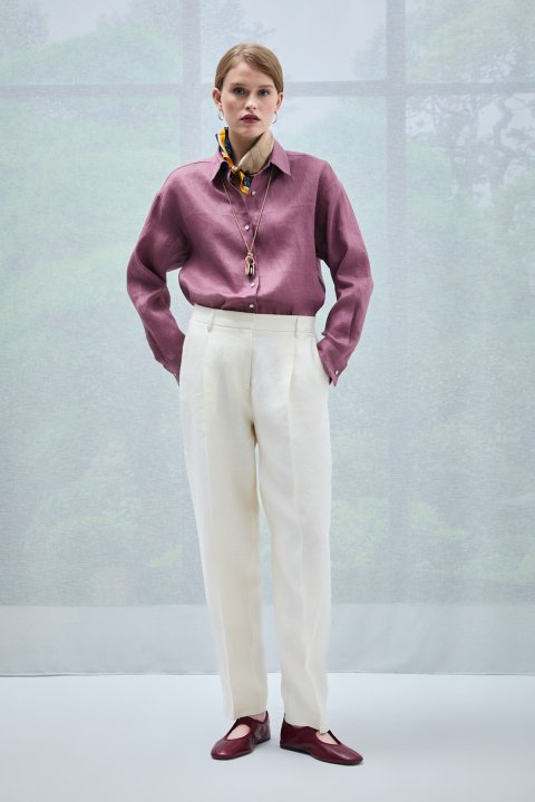 Barrı Kadın Keten Gömlek Gül Kurusu - Lufian (1)