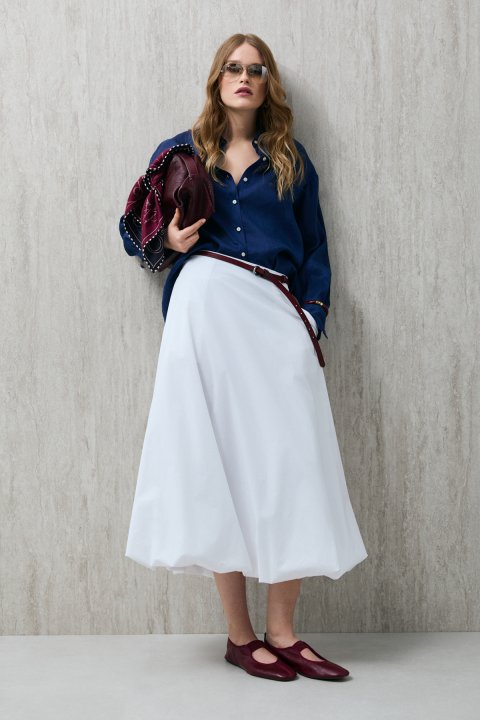 Barrı Kadın Keten Gömlek Mürekkep Lacivert - Lufian (1)