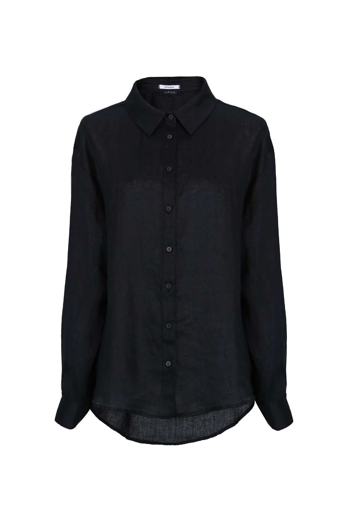 Barrı Kadın Keten Gömlek Siyah - Lufian