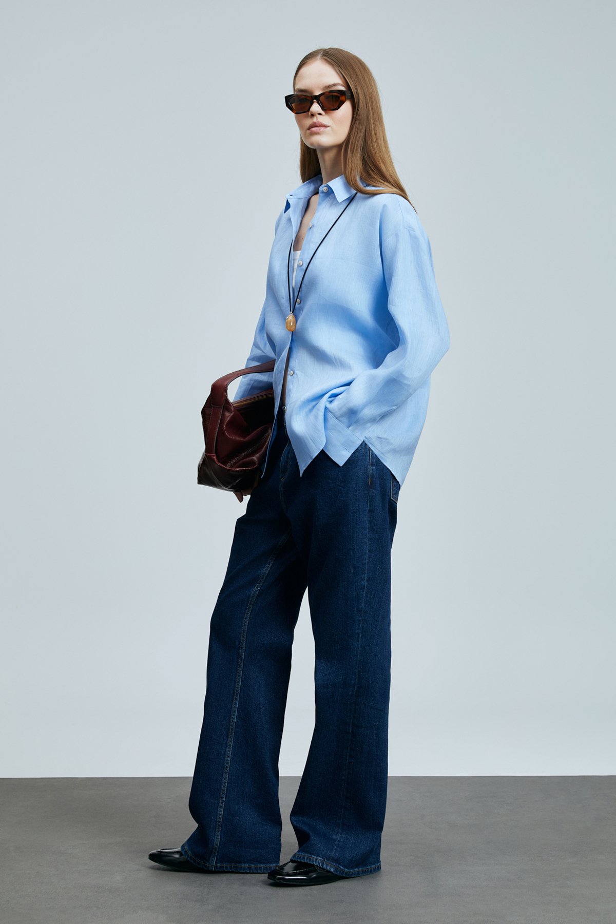 Barrı Women's Linen Shirt Blue - LUFIAN (1)