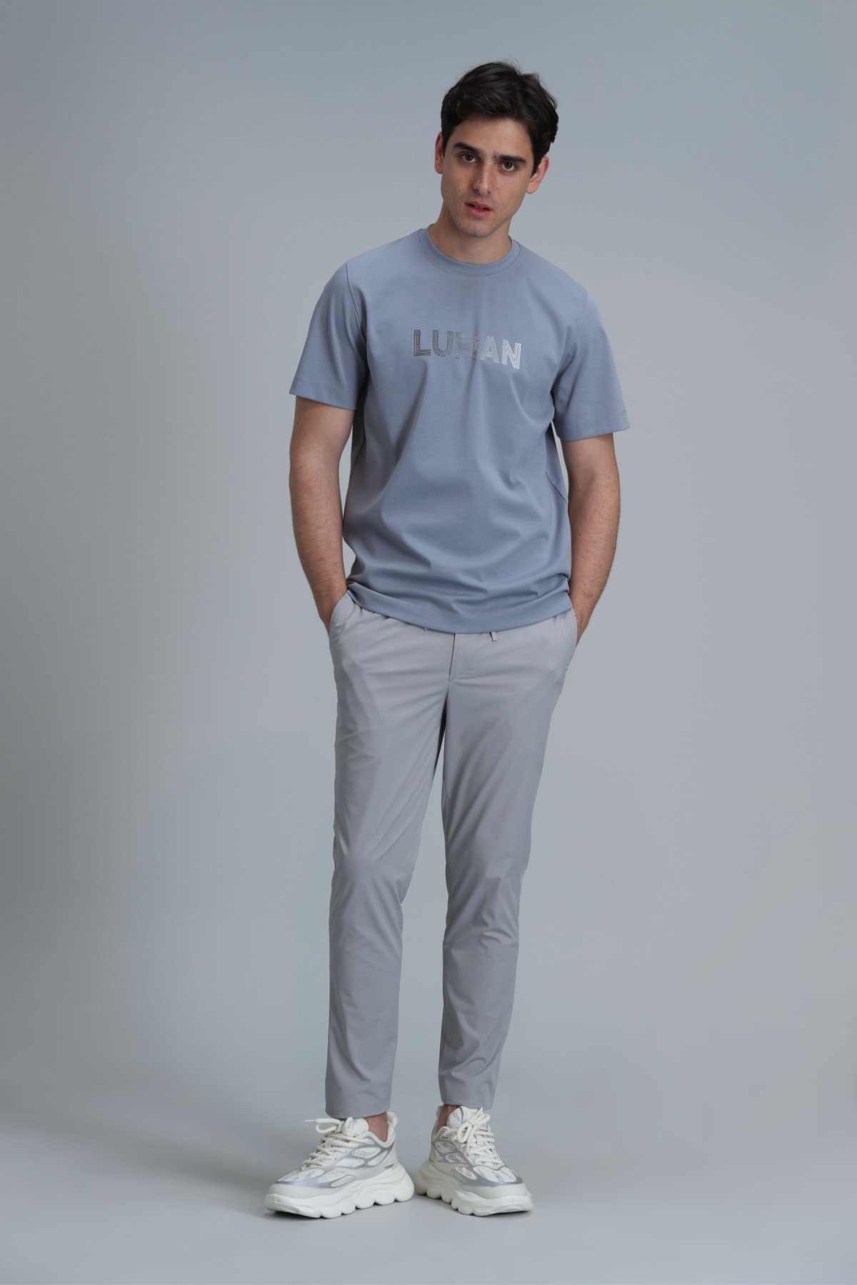 Benjamın Modern Grafik T- Shirt Mavi - Lufian (1)