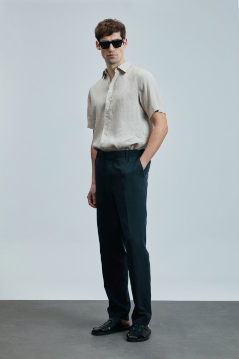 Bert Erkek Basic Gömlek Comfort Fit Bej - LUFIAN