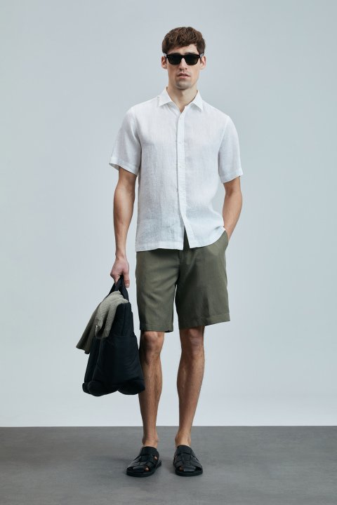 Bert Erkek Basic Gömlek Comfort Fit Beyaz - Lufian