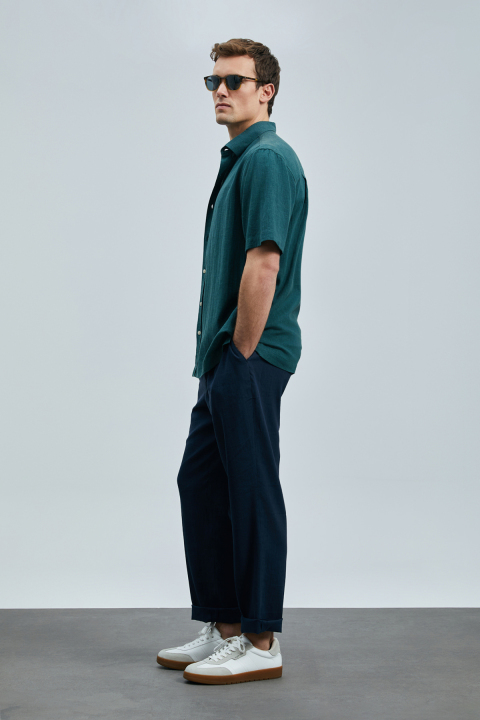 Bert Erkek Basic Gömlek Comfort Fit Yeşil - Lufian (1)