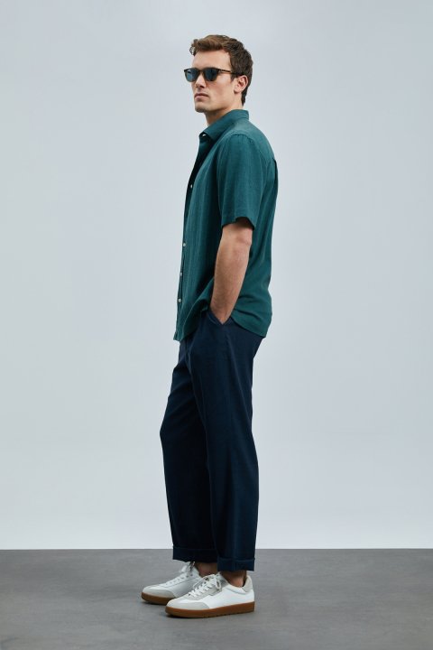 Bert Erkek Basic Gömlek Comfort Fit Yeşil - Lufian (1)