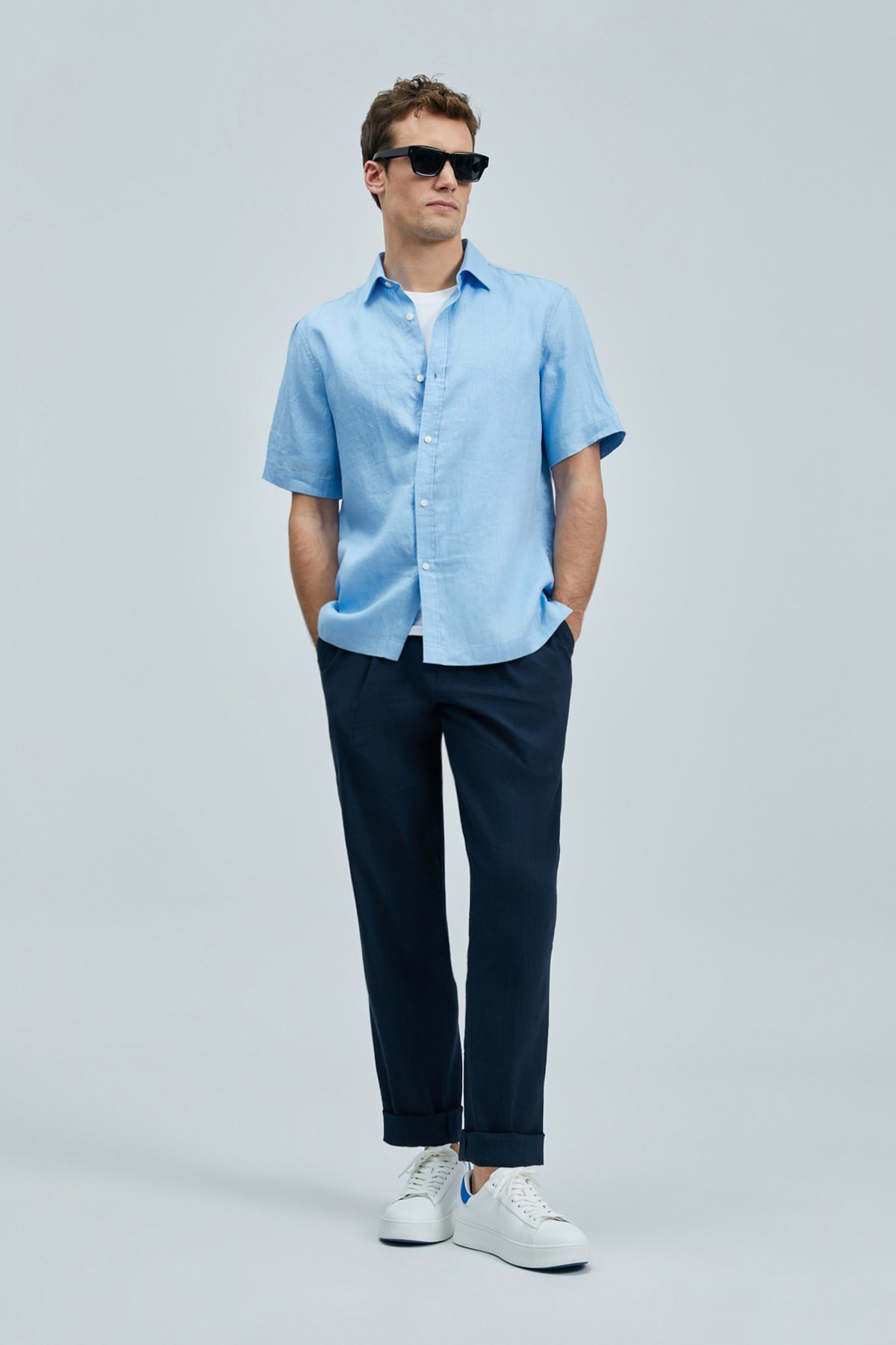 Bert Men Basic Shirt Comfort Fit Blue - Lufian