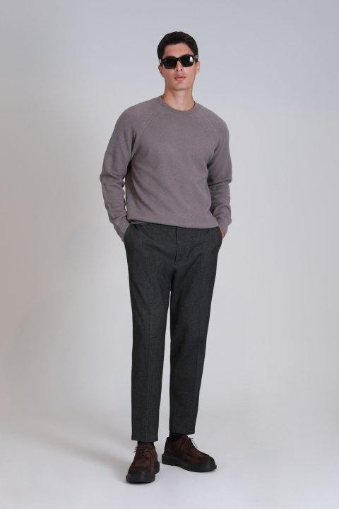 Bert Spor Erkek Chino Pantolon Slim Fit Koyu Gri - Lufian