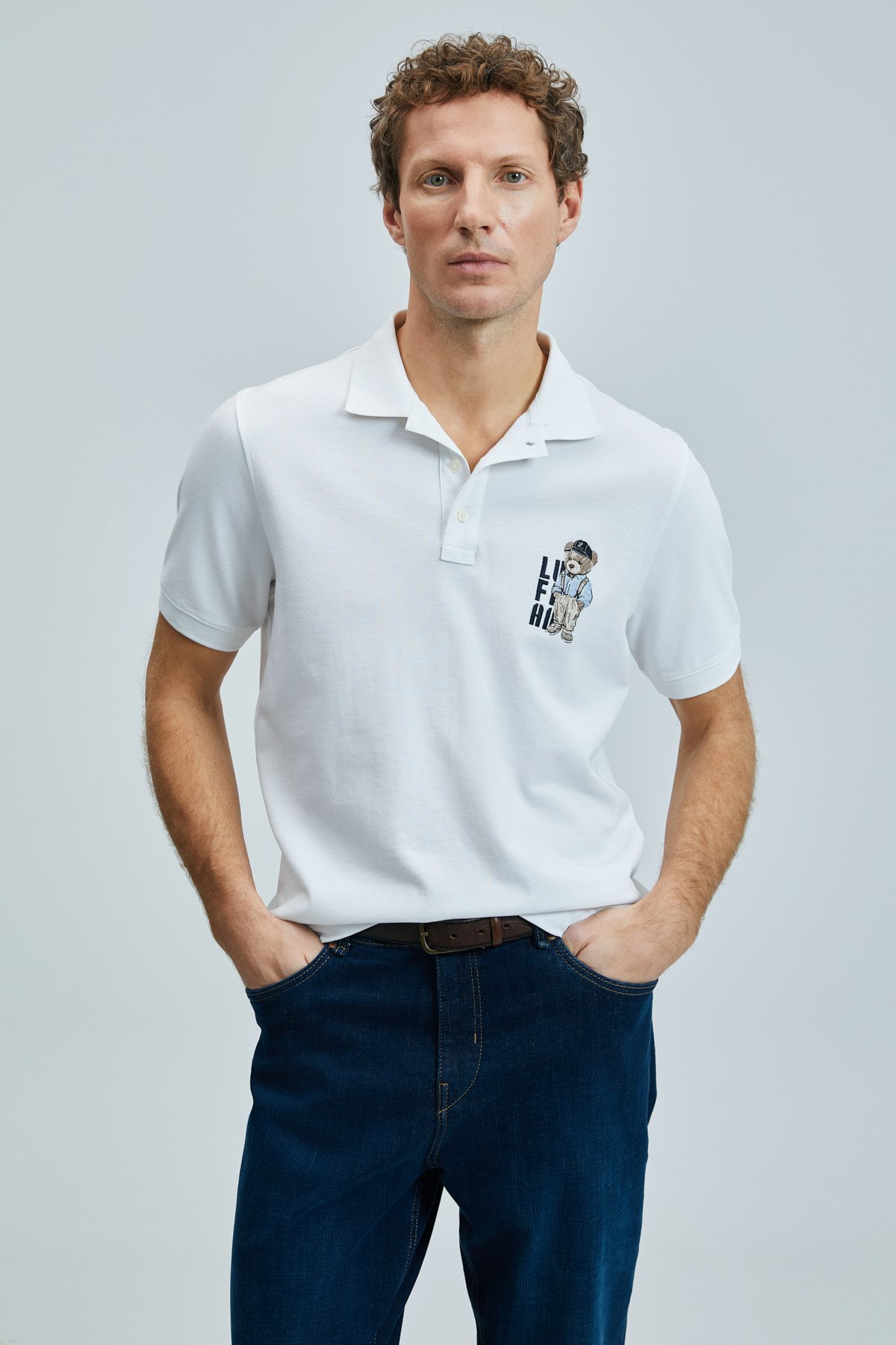Best Smart Mens Polo T - Shirt Whıte - Lufian