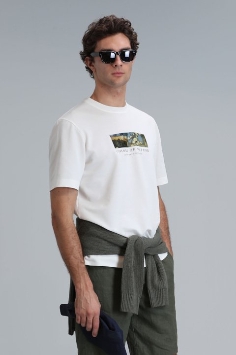 Bıanca Modern Grafik T- Shirt Kırık Beyaz - Lufian