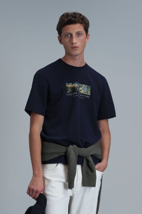 Bıanca Modern Graphic T- Shirt Navy - Lufian