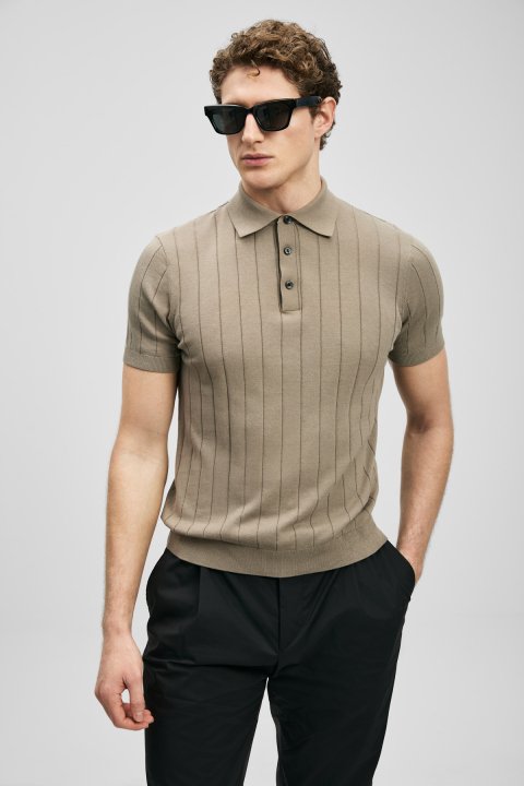 Bold Erkek Pamuklu Kazak Kum - Lufian