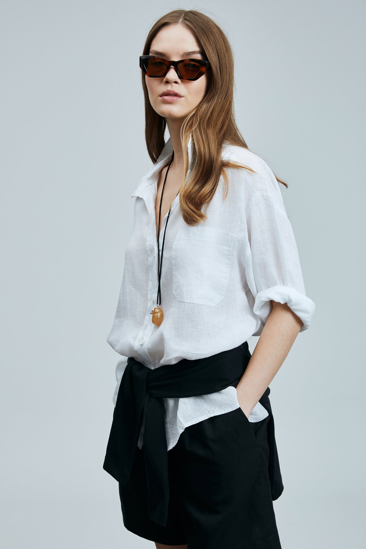 Born Kadın Keten Gömlek Beyaz - Lufian