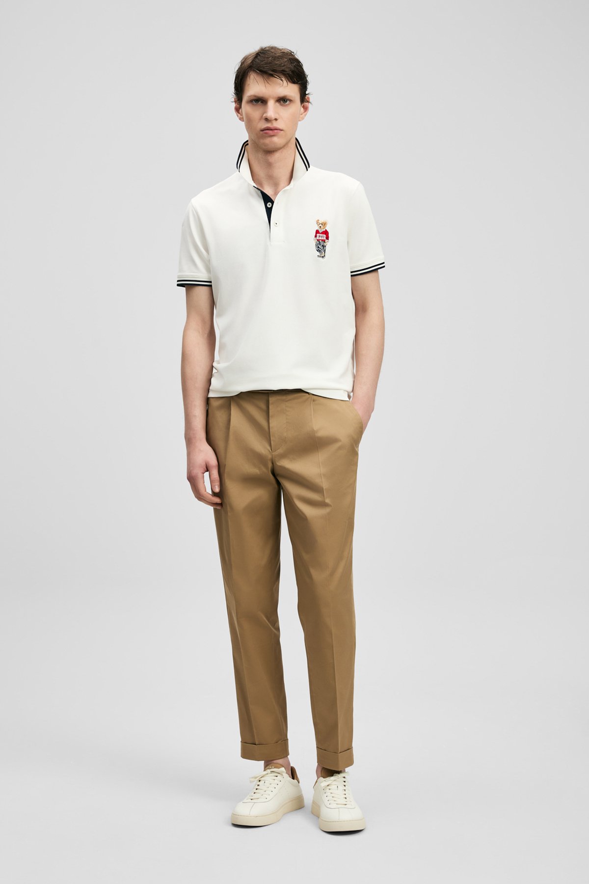 Brady Smart Men's Polo T-Shirt Off White - LUFIAN