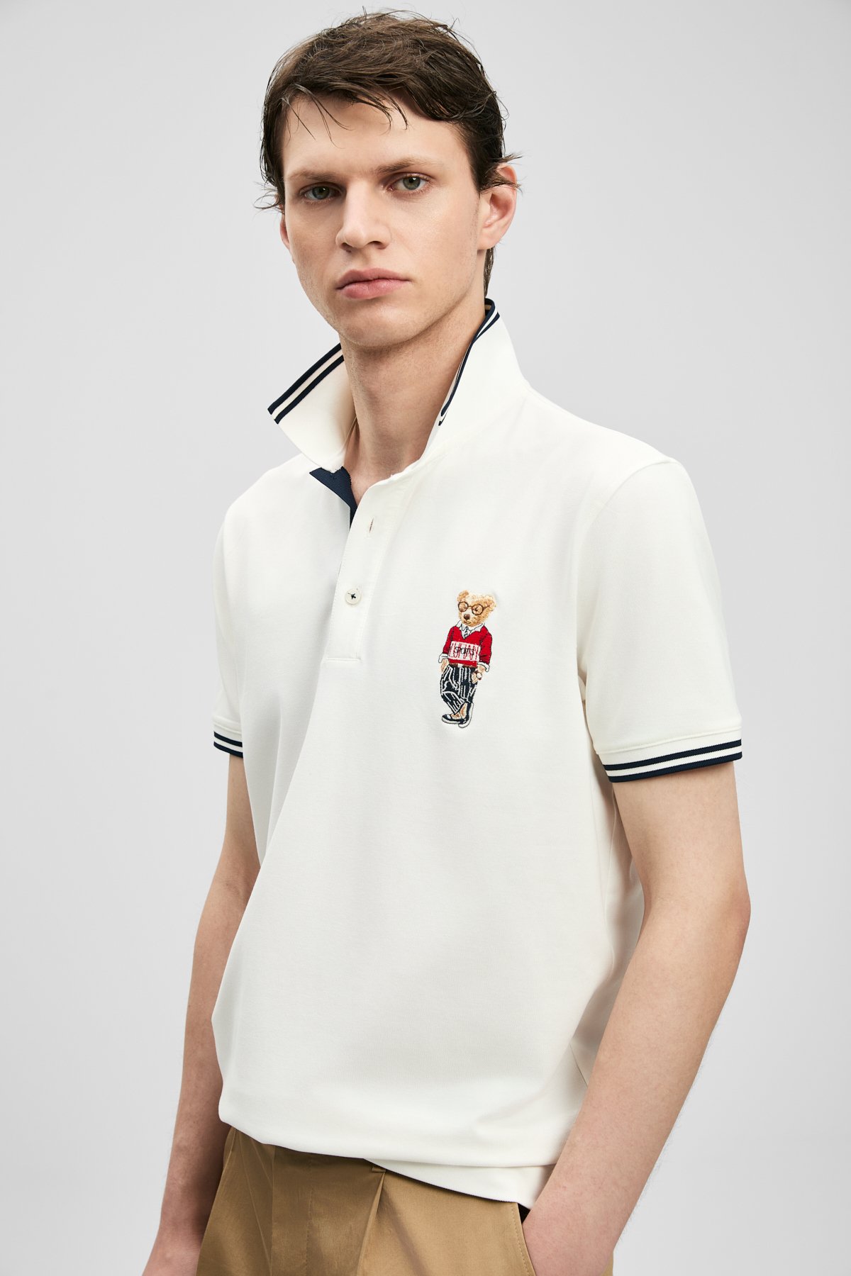 Brady Smart Men's Polo T-Shirt Off White - LUFIAN (1)