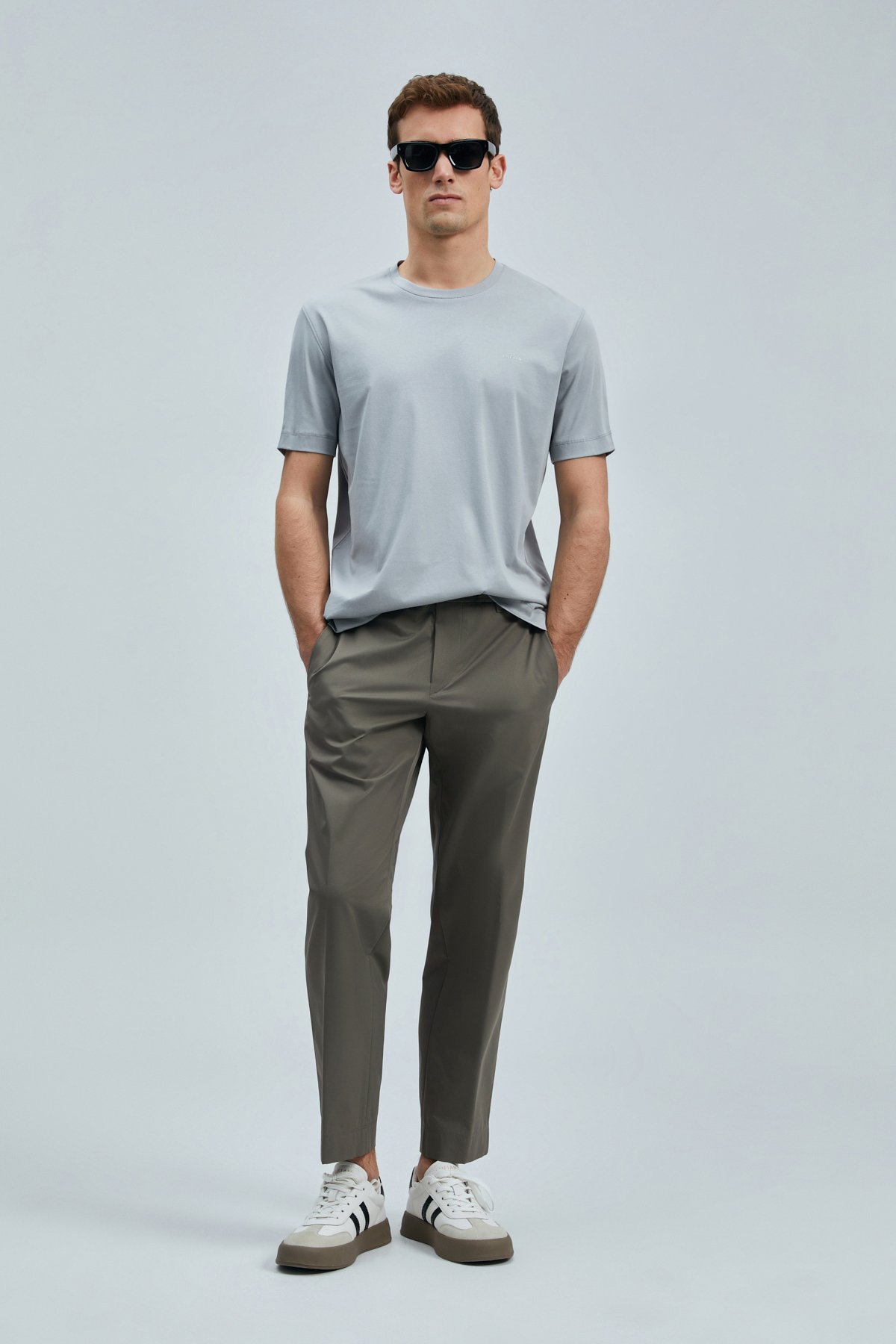 Bran Modern Grafik T- Shirt Gri - Lufian