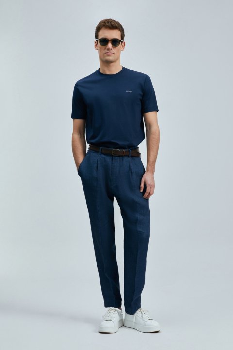 Bran Modern Grafik T- Shirt Lacivert - Lufian