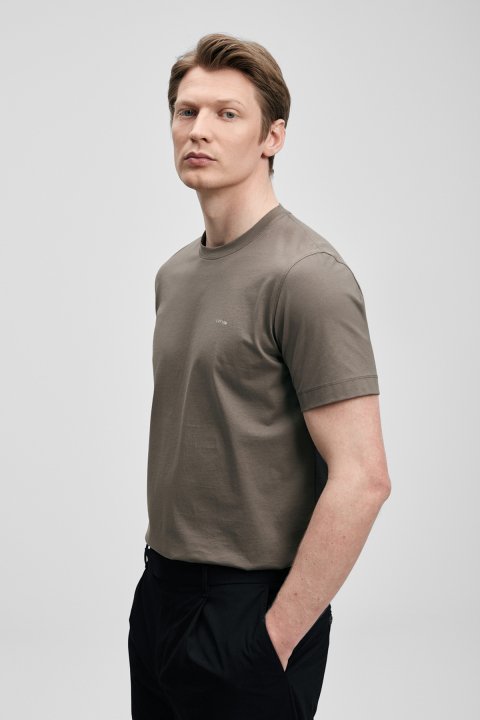 Bran Modern Grafik Tişört Vizon - LUFIAN