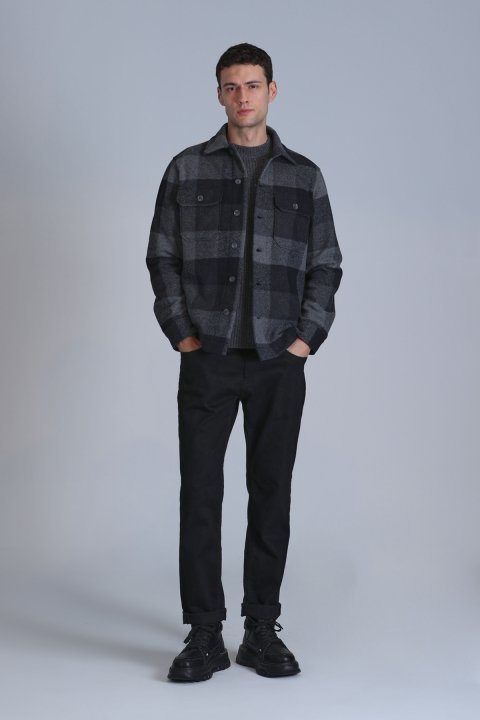 Broken Erkek Basic Gömlek Slim Fit Siyah - Lufian (1)