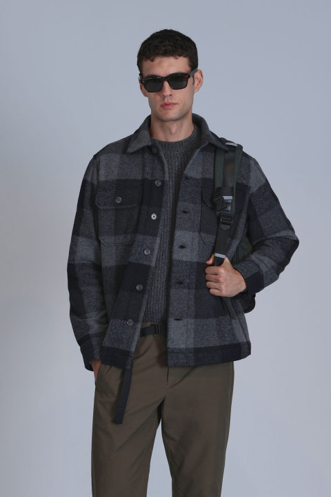 Broken Erkek Basic Gömlek Slim Fit Siyah - Lufian