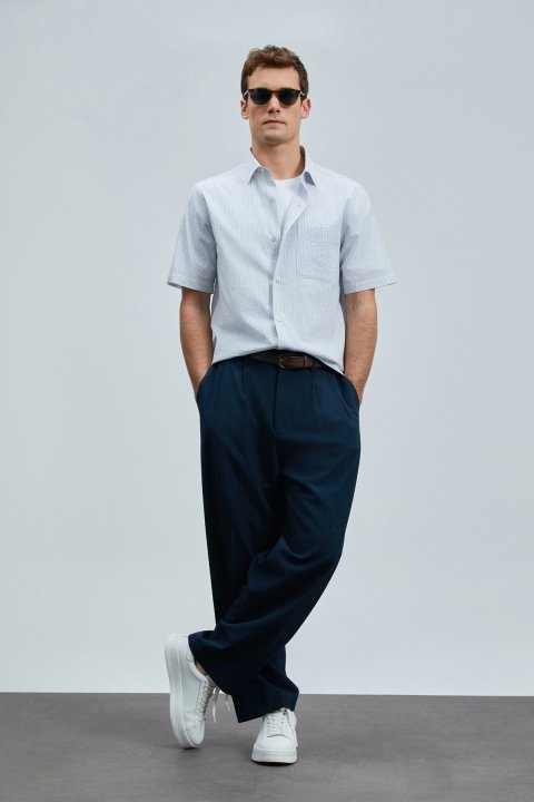 Kamer Men's Basic Shirt Regular Fit Navy Blue - Lufian (1)