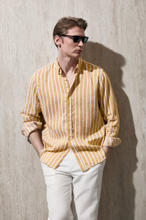Kamer Men's Basic Shirt Regular Fit Yellow - Lufian