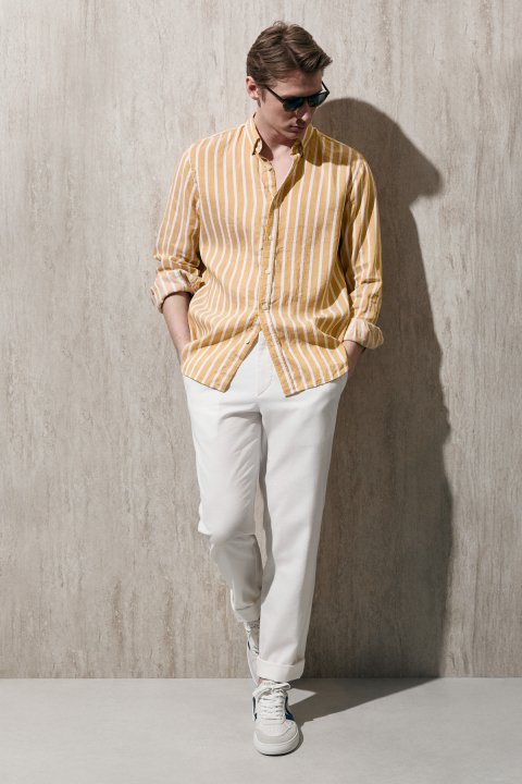 Kamer Men's Basic Shirt Regular Fit Yellow - Lufian (1)