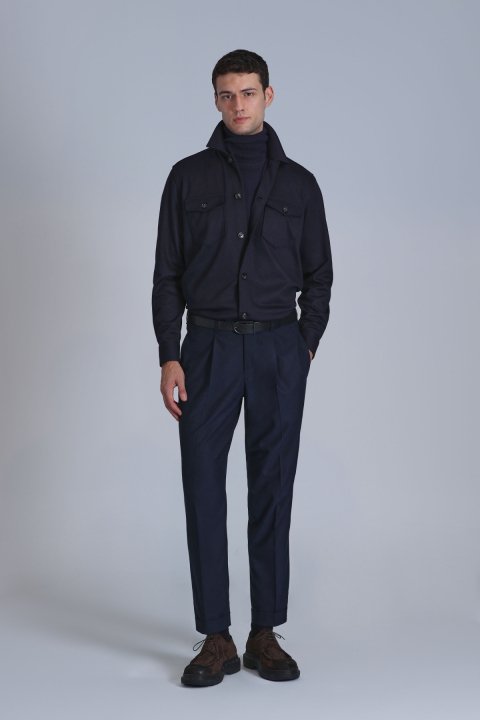 Cameron Men's Basic Shirt Slim Fit Navy Blue - Lufian (1)