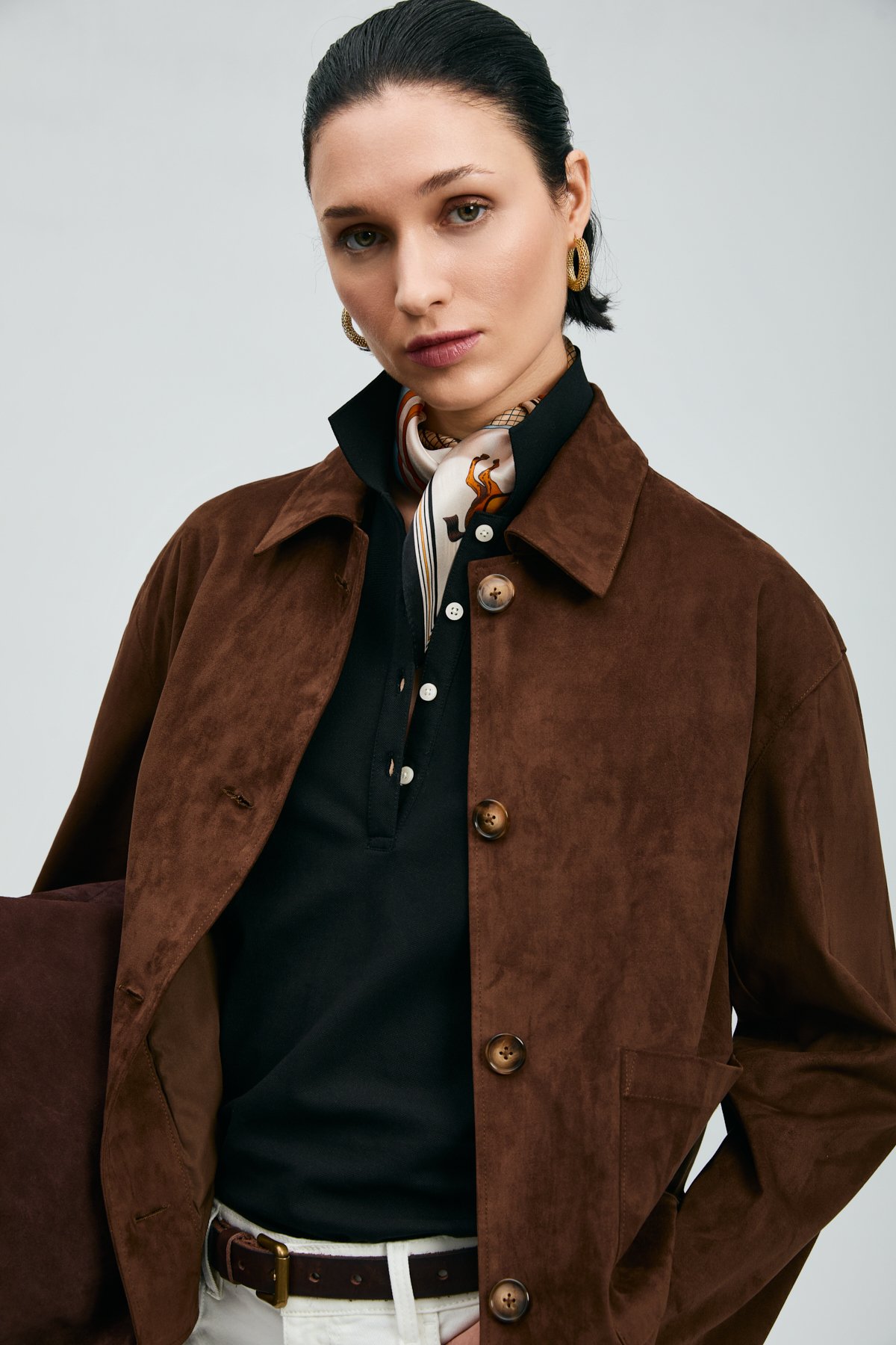 Camıla Kadın Gömlek Ceket Koyu Kahve - Lufian