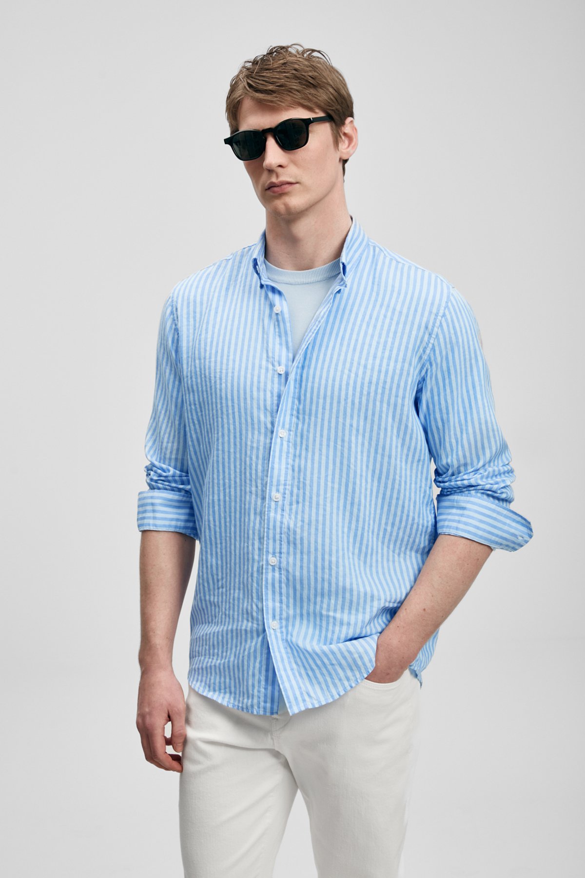 Camon Erkek Basic Gömlek Regular Fit Mavi - Lufian