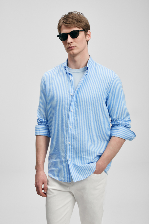 Camon Erkek Basic Gömlek Regular Fit Mavi - Lufian