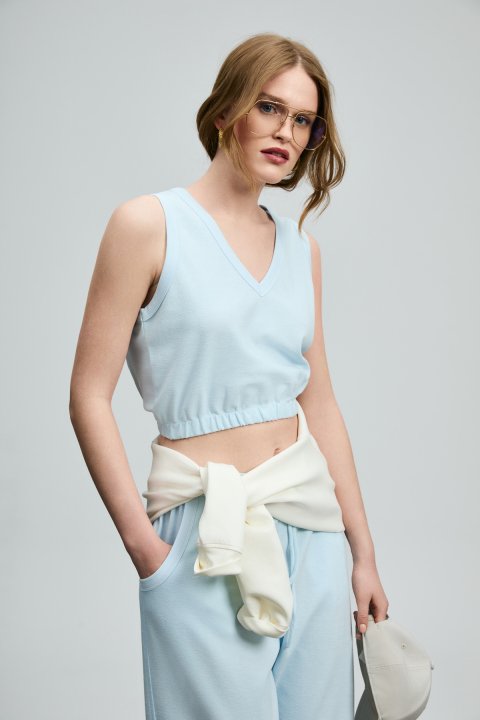 Karden Women's Knitted Undershirt Blue - Lufian