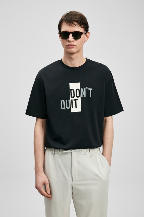 Carl Modern Grafik T- Shirt Siyah - Lufian